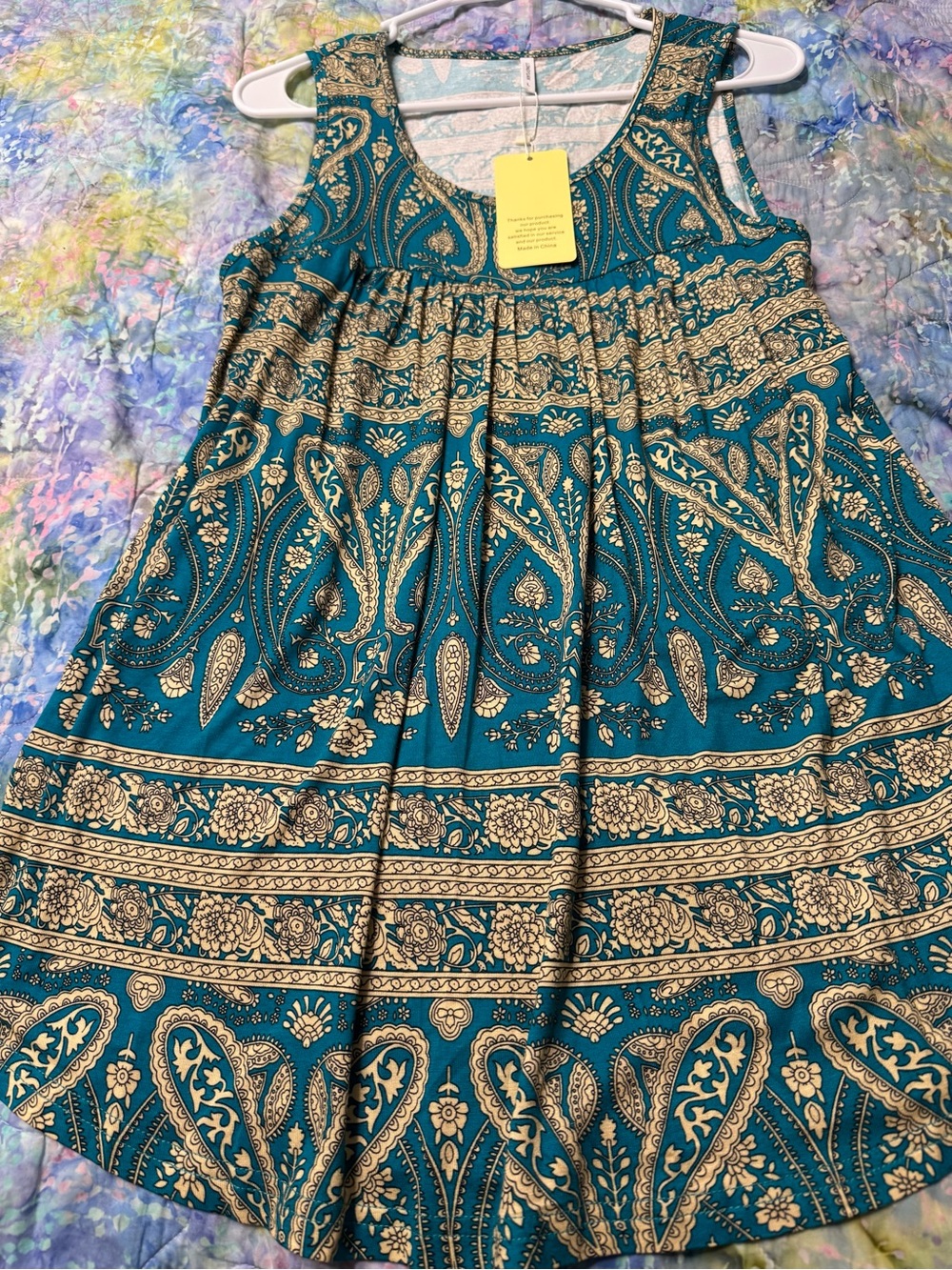 NWT, Teal Paisley-Print top, size large